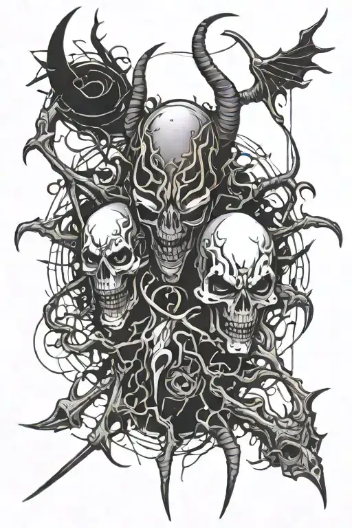 DEMONIC stick figures tattoo design idea