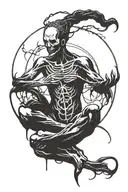 DEMONIC stick figure meditating tattoo design idea