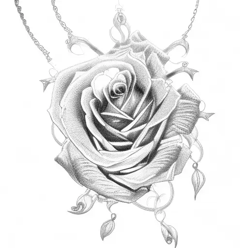 arm sleeve with pocket watch and chain. roses in background  tattoo design idea