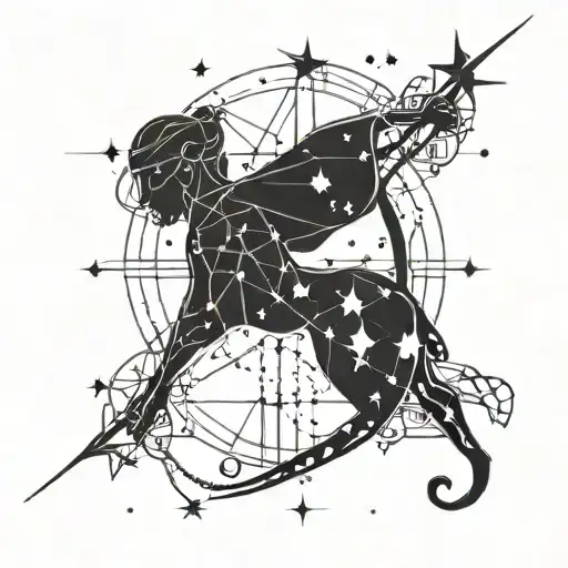 Sagittarius constellation bow tattoo design idea