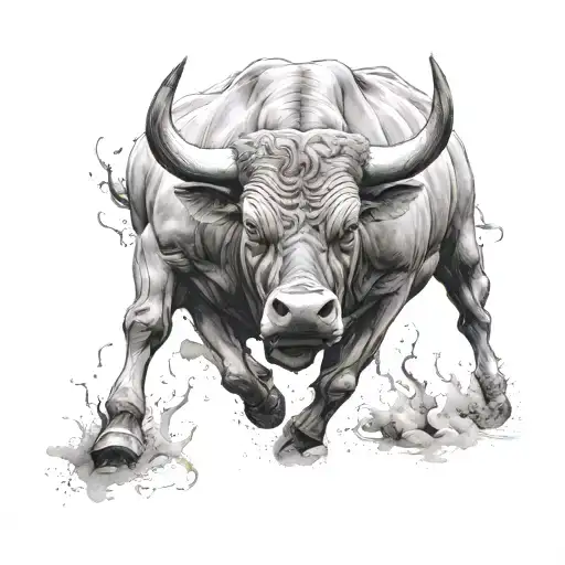 bull tearing through skin tattoo design idea