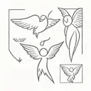 I would like an angel who sends a heart-shaped kiss to the sky with two birth years (1946 and 1948) and two tattoo design idea