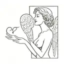 I would like an angel who sends a heart-shaped kiss to the sky with two birth years (1946 and 1948) and two tattoo design idea
