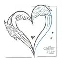 I would like an angel who sends a heart-shaped kiss to the sky with two birth years (1946 and 1948) and two tattoo design idea