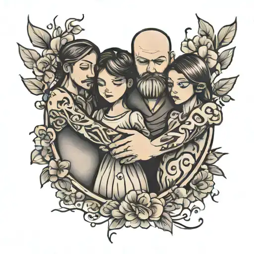 family holding hands tattoo design idea