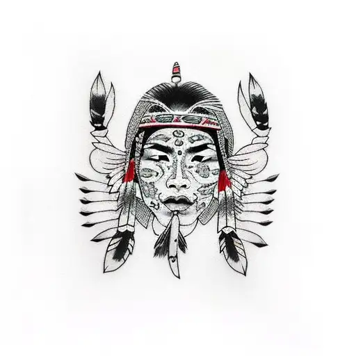 American Indian women tattoo design idea