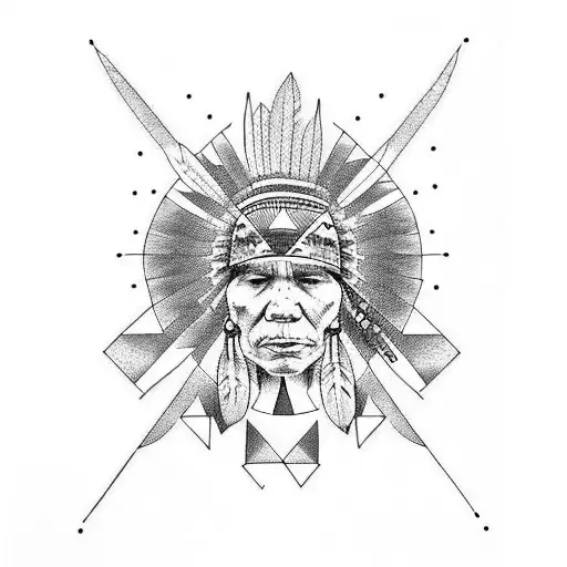 American Indian women tattoo design idea