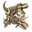 matching raptor dinosaur skeleton tattoo design idea