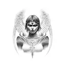 angel warrior tattoo design idea