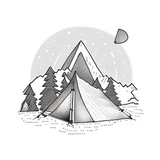 mountains camping campfire traveling outdoors tattoo design idea