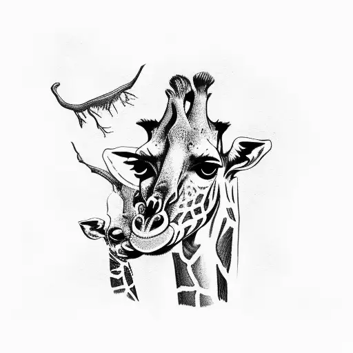 giraffe and bonobo monkey tattoo design idea