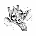 giraffe and bonobo monkey tattoo design idea