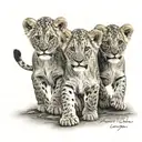 4 lion cubs walking  tattoo design idea
