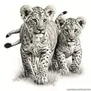 4 lion cubs walking  tattoo design idea