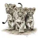 4 lion cubs walking  tattoo design idea