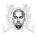 Kanye West's face merged with a monk's robe and a halo tattoo design idea