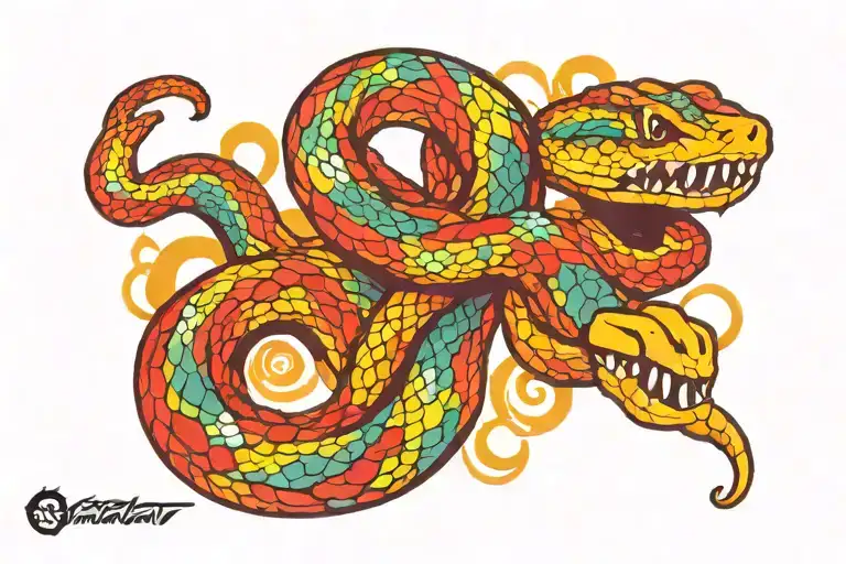 snake wrapping tattoo design idea