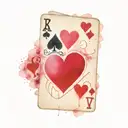 galley of , poker card 4 of hearts, word believe in magic" tattoo design idea