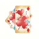 galley of , poker card 4 of hearts, word believe in magic" tattoo design idea