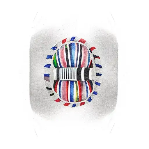 striped barber's pole coming out of skin tattoo design idea