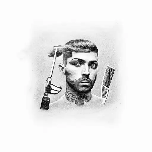 striped barber's pole coming out of skin tattoo design idea