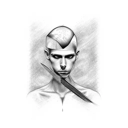 barber pole connected to veins tattoo design idea