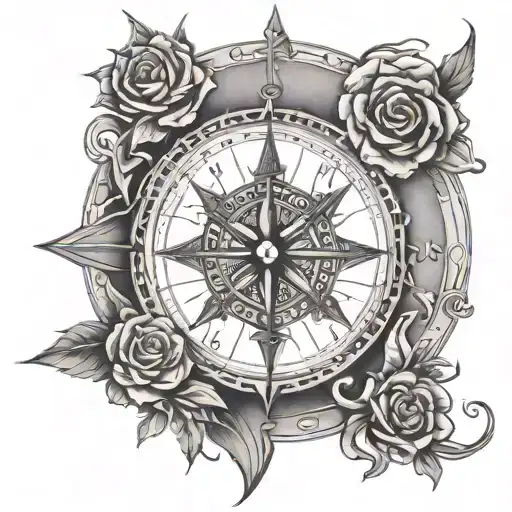 nord m ψ = 0 compass intertwined no rose growing tattoo design idea