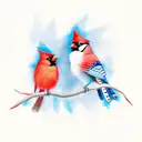 red cardinal and blue jay tattoo design idea