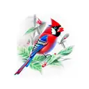 red cardinal and blue jay tattoo design idea
