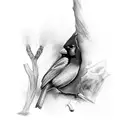 red cardinal tattoo design idea