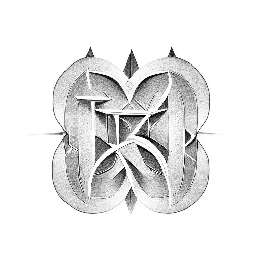 letter D 3 times, love, family, circle of life, shaded black and white  tattoo design idea