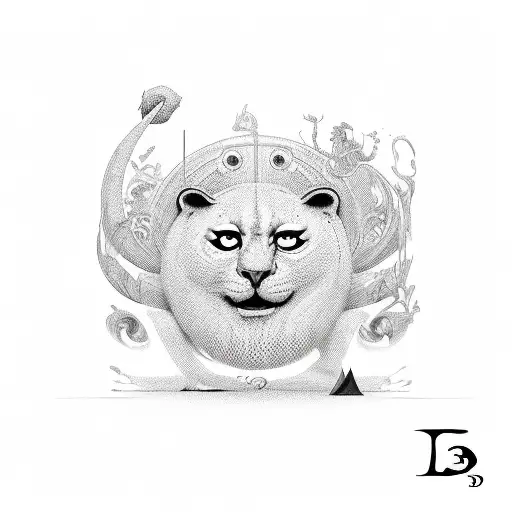 letter D 3 times, love, family, circle of life, shaded black and white  tattoo design idea