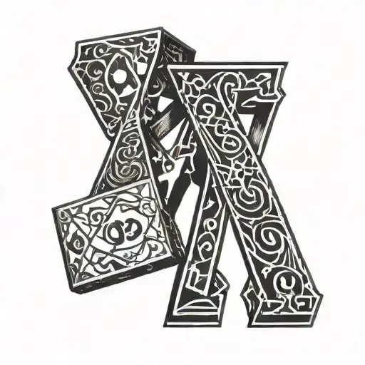 initials y m l dice tattoo design idea