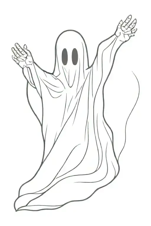 sheet ghost with black background representing tattoo design idea