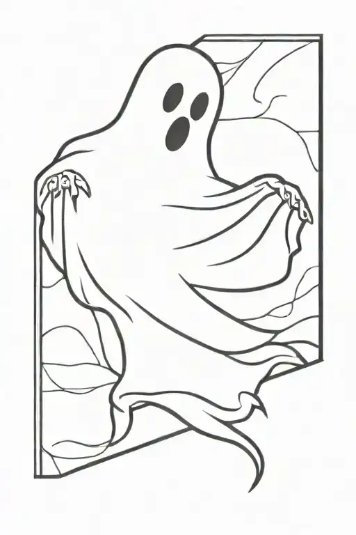sheet ghost with black background to shape around it tattoo design idea