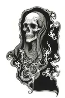 sheet ghost with black background to shape around it tattoo design idea