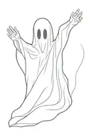 sheet ghost with black background representing tattoo design idea