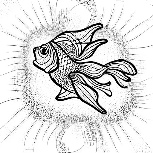 fractal goldfish tattoo design idea
