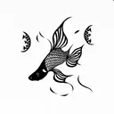 fractal goldfish tattoo design idea