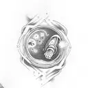 arm sleeve elden ring with space elements tattoo design idea