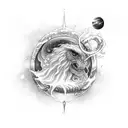 arm sleeve elden ring with space elements tattoo design idea