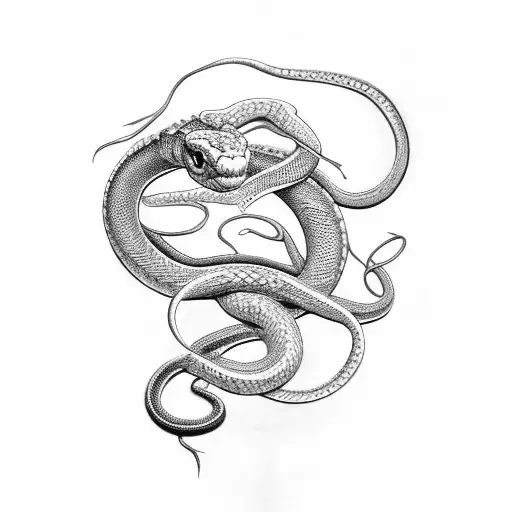 Leg sleeve 2 snakes one white one black the white snake I want the scales to be highlighted with red and the black snake tattoo design idea