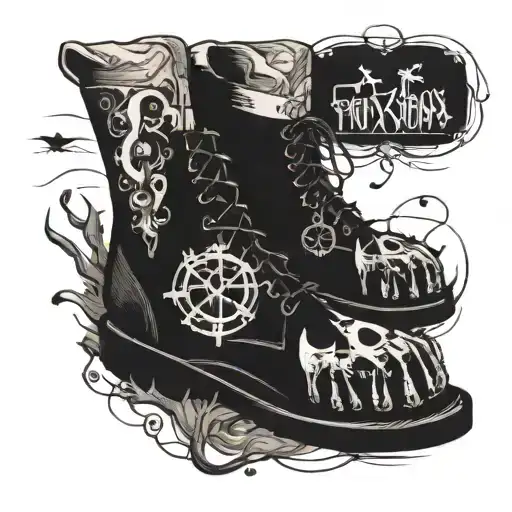 footprints, corpse and indicators tattoo design idea