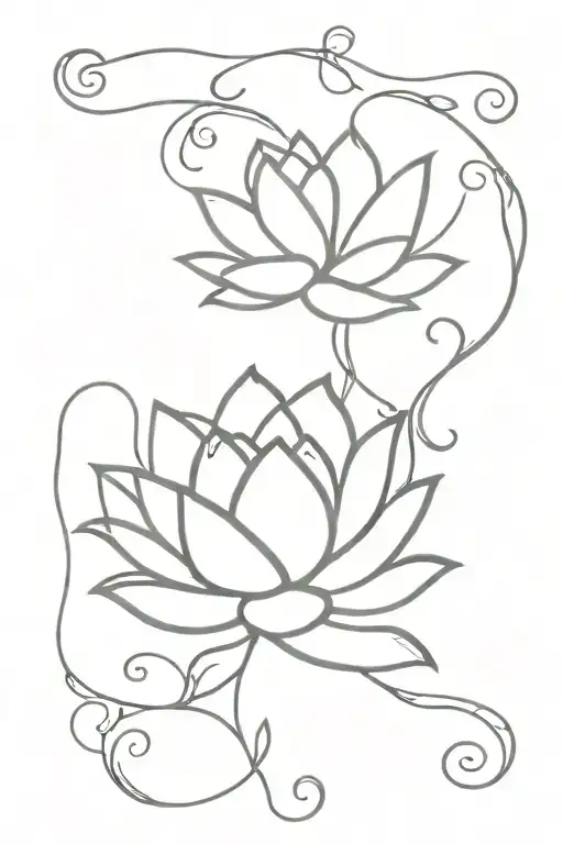 Lotus flowers intertwined vines tattoo design idea