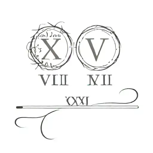 A date in roman numbers on the triceps, the dates are VII.I.V and XIV.I.LXXVII tattoo design idea