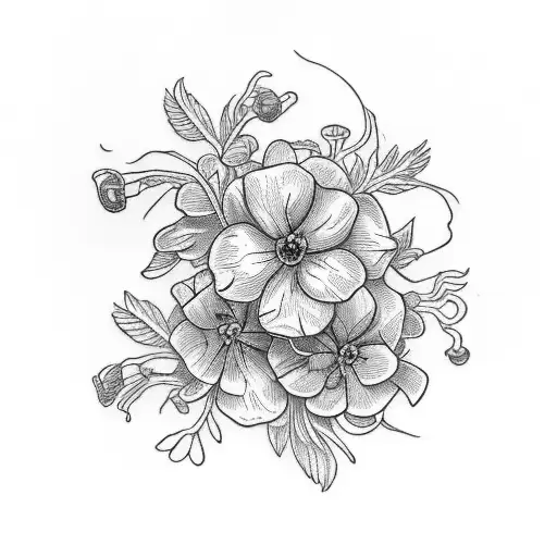 larkspur flower and date of birth with crab tattoo design idea
