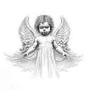 four headed angel cherub  tattoo design idea