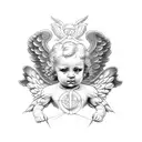 four headed angel cherub  tattoo design idea