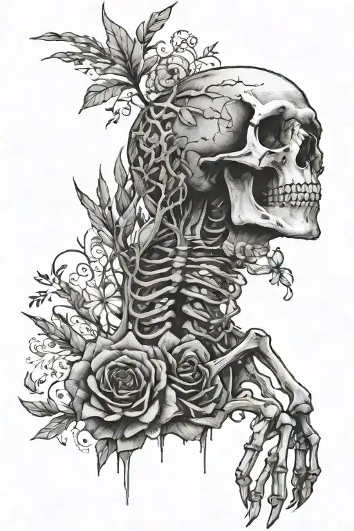 the tattoo says  have fun in Florida… And then I want the background to be too skeleton hands touching tips like Greek  tattoo design idea