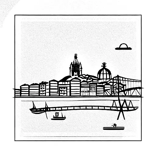 half of the tattoo a typical image from lisbon and another half a typical image from porto tattoo design idea